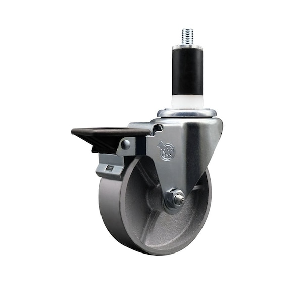 4'' Semi Steel Swivel 1-3/8'' Expanding Stem Caster with Brake